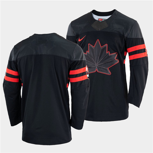 Men's Canada Hockey Blank 2022 Beijing Winter Olympic Black Stitched Jersey
